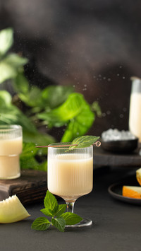 Melon Cocktail with Mint Leaves