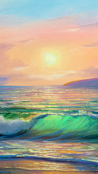 Oil painting by the sea