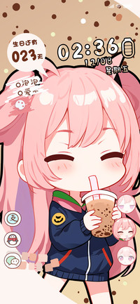 甜美少女喝奶茶