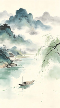 一叶扁舟入山水