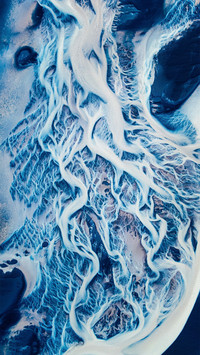 A bird seye view of the frozen estuary