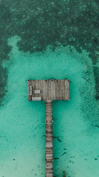 Overlooking the wooden pier at Bahamacliffton Bay