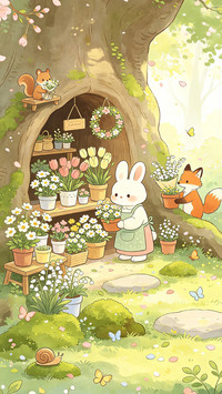治愈卡通插画壁纸-锐景创意