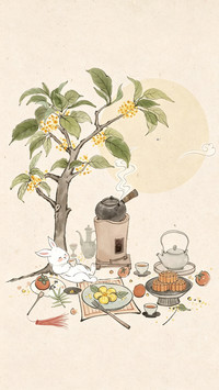 中秋至插画壁纸-锐景创意