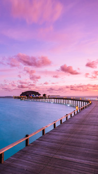 Amazing sunset panorama at Maldives