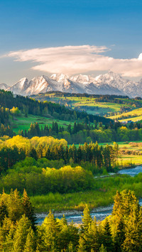 Beautiful spring panorama over Bialka river gorge