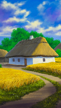 Rural Countryside Farmland Oil Painting
