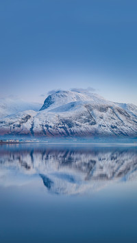Landscape view of scotland and ben nevis in winter with snow