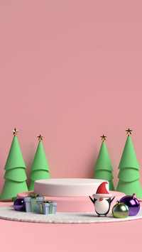 Penguin's Christmas Party, Decorated with Trees and Balls