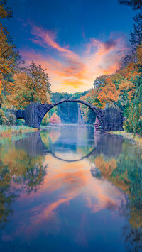 The Devil's Bridge view in Kromlau Park of Germany