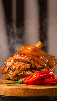 German cuisine, caramelized pork knuckle in honey