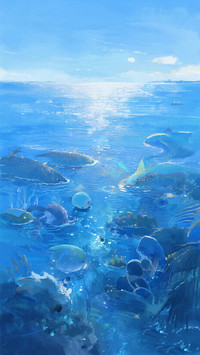 夏日清凉插画壁纸-锐景创意