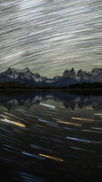 Star trails in torres del paine national park