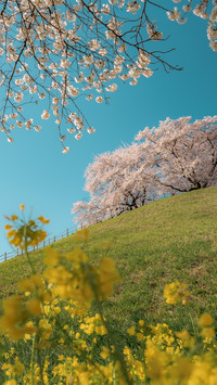 Cherry blossoms on the hillside