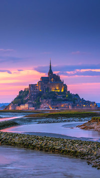 Mont Saint-Michel view in the sunset light