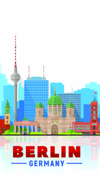 Berlin skyline on a white background