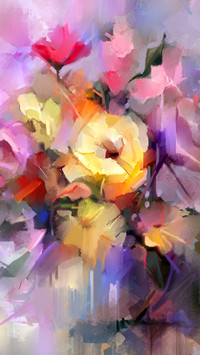 Flowers in spring oil painting colors