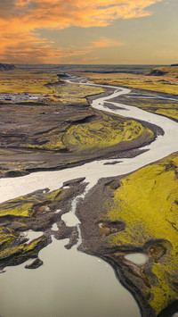 Glacial meltwater at sunset
