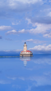 Chicago Lighthouse with a Blue Sky in a Sunny Day