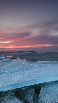 The frozen sea surface at sunset 2