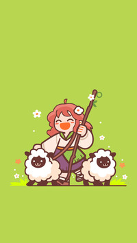 Cute cartoon girls laughing heartily