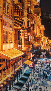A Commercial Street With Many Tourists