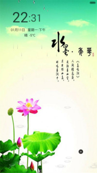 水墨荷花（水滴动态效果+桌面动态特效）