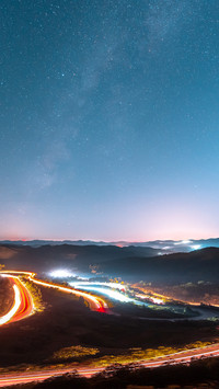 The railway tracks under the milky way