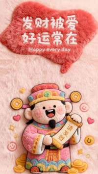 毛茸茸文字好运壁纸-锐景创意