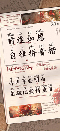 前途如愿自律拼音楷