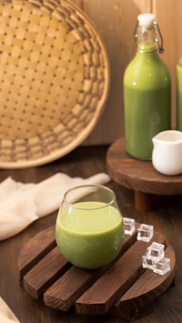 Green Juice And Some Ice Cubes