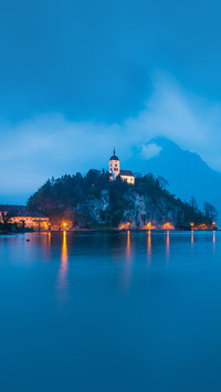 Mountain chapel in Traunkirchen on a cloudy morning