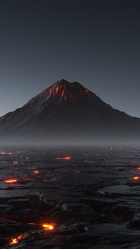 3d rendering of lava volcanoes