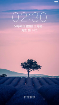 唯美薰衣草地 蓝粉天空 右滑解锁