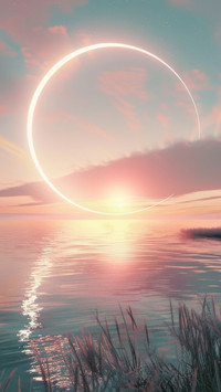 Solar Halo and Dusk Skies Create Serene Scene