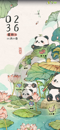 清新熊猫 夏日荷塘