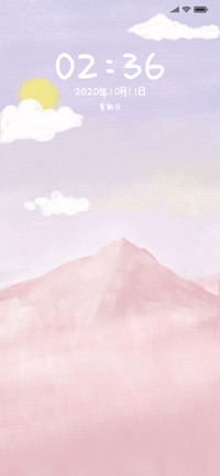 油画粉色山峰