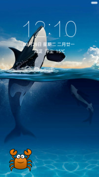 海豚冲出海面 清爽干净 动态小螃蟹解锁