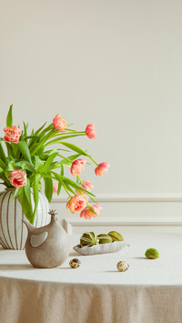 Minimalist composition of easter dining room interior