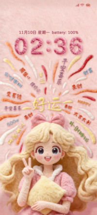 毛绒好运烟花少女