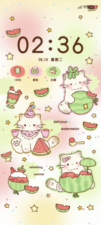 萌萌猫 西瓜贴纸
