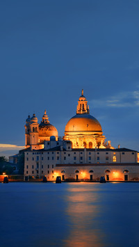Church Santa Maria Della Salute at Night in Venice, Italy