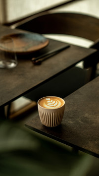 Cup of Cappuccino with beautiful cream latte art