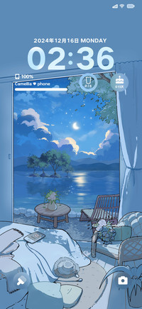 灯光画 海景小屋