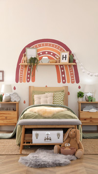 Modern girl's bedroom interior with stylish furniture