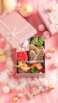 Homemade Christmas gingerbread cookies in golden rose