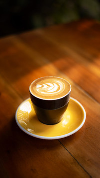 A cup of cappuccino for morning coffee