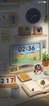 粘土风桌面时间感知