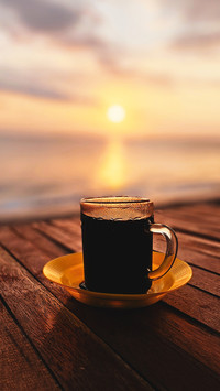 Coffee On Sunset Close Up Photography