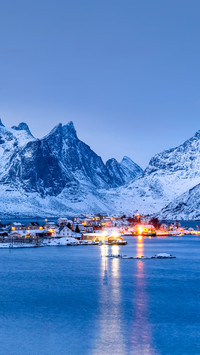 Night view of Reine, Norway